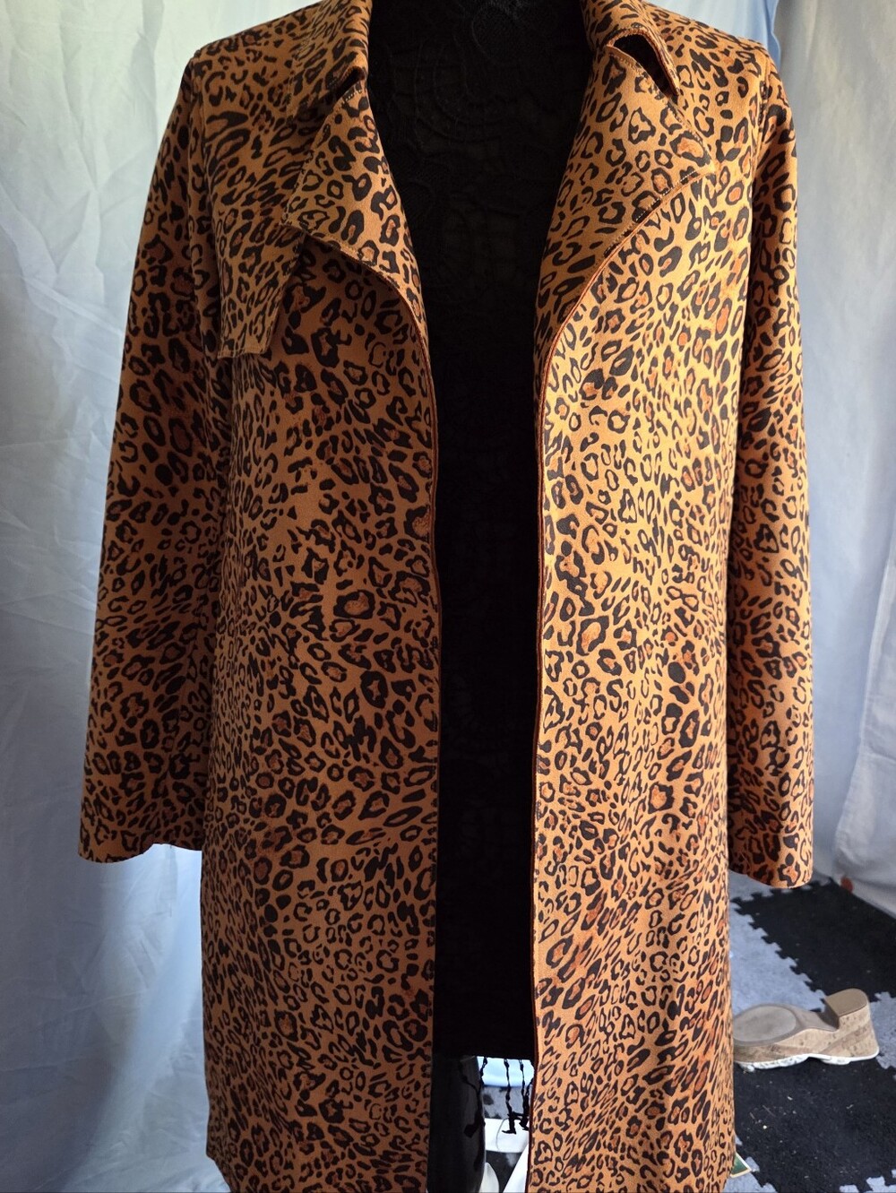 Sugarlips Leopard-Print Trench Coat in Orange and Black